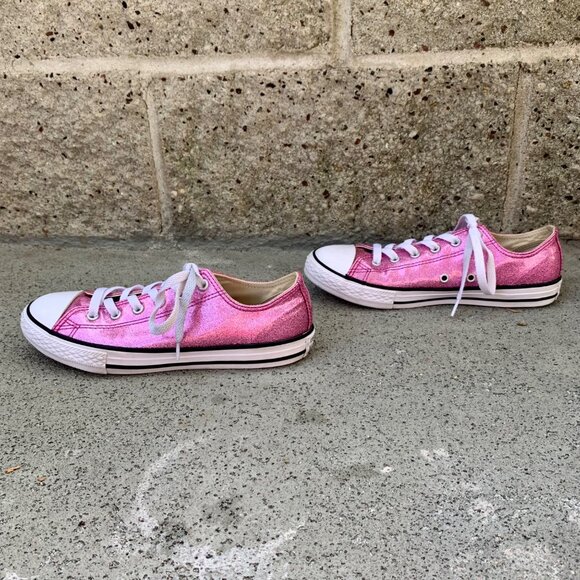 CONVERSE Pink Glitter Sneakers Girls 4.5 EU 37 Chuck Taylor All Star Shoe Shoe - Picture 4 of 9